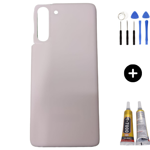 Samsung S21 SM-G991 Uyumlu Arka Pil Kapağı Pembe + Montaj Seti