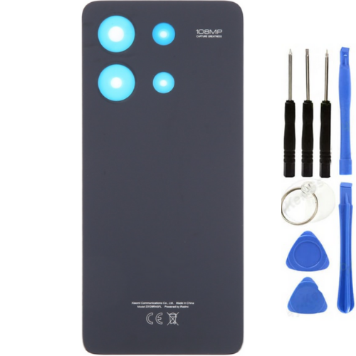 Redmi Note 13 Uyumlu Arka Pil Kapağı Siyah + Tamir Seti