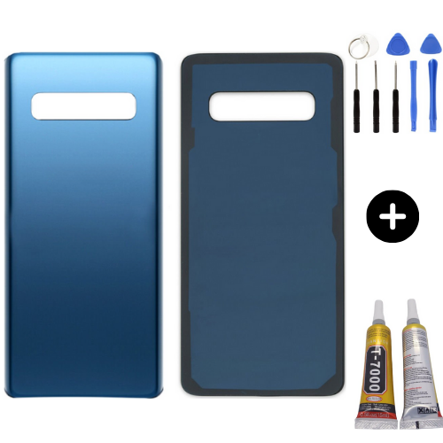 Samsung S10 Plus SM-G975F Uyumlu Arka Pil Kapağı Mavi + Montaj Seti