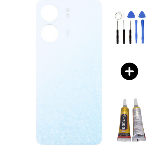 Redmi 13C Uyumlu Arka Pil Kapağı Beyaz + Montaj Seti