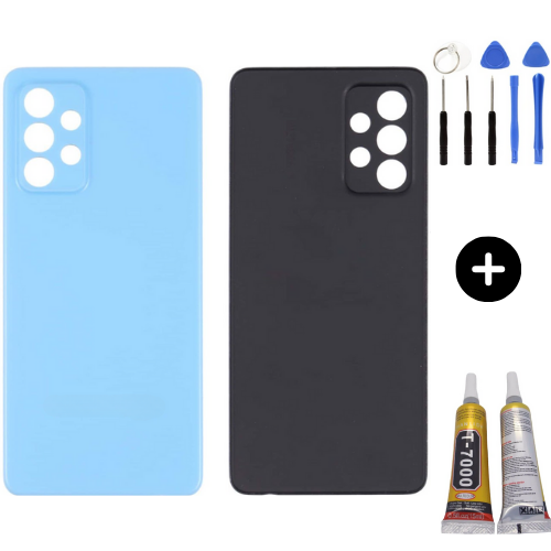 Samsung A52 SM-A525 Uyumlu Arka Pil Kapağı Mavi + Montaj Seti