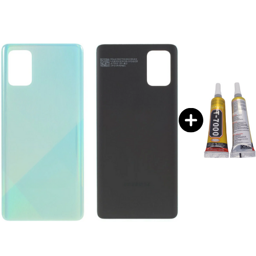 Samsung A71 SM-A715 Uyumlu Arka Pil Kapağı Mavi + B7000