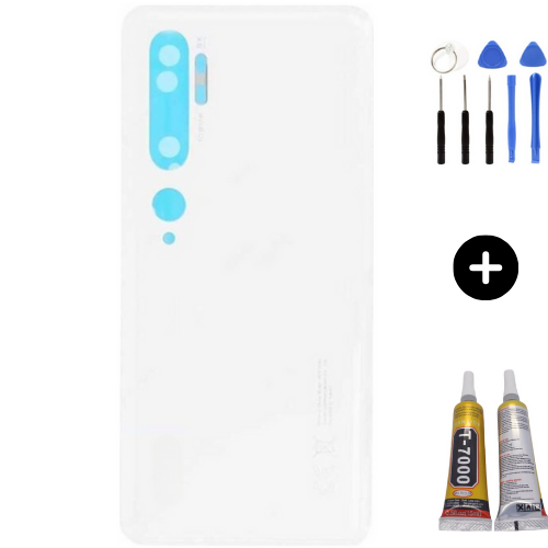 Xiaomi Mi Note 10 Uyumlu Arka Pil Kapağı Beyaz + Montaj Seti