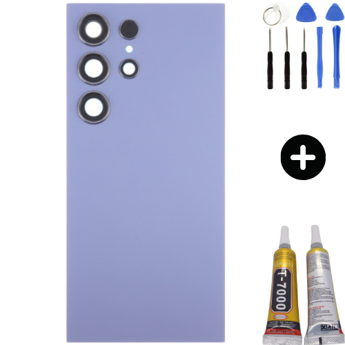 Samsung S24 Ultra SM-S926 Uyumlu Arka Pil Kapağı Gri + Montaj Seti