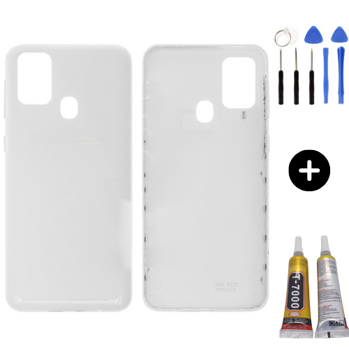 Samsung M30S SM-M307 Uyumlu Arka Pil Kapağı Beyaz + Montaj Seti