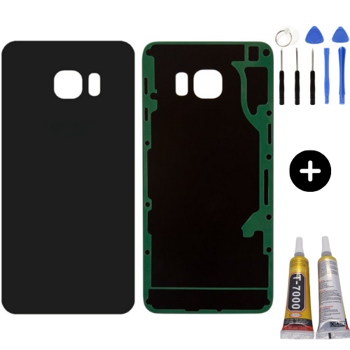 Samsung S6 Edge SM-G925 Uyumlu Arka Pil Kapağı Siyah + Montaj Seti