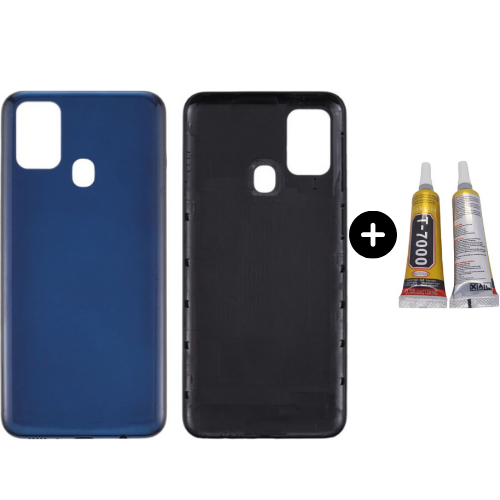 Samsung M31 SM-M315 Uyumlu Arka Pil Kapağı Mavi + B7000