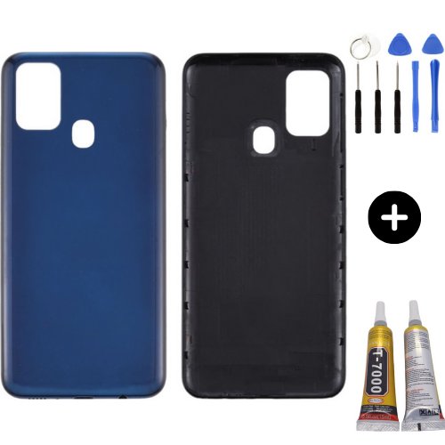 Samsung M31 SM-M315 Uyumlu Arka Pil Kapağı Mavi + Montaj Seti