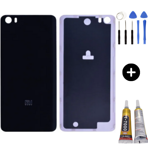 Xiaomi Mi 5 Uyumlu Arka Pil Kapağı Siyah + Montaj Seti