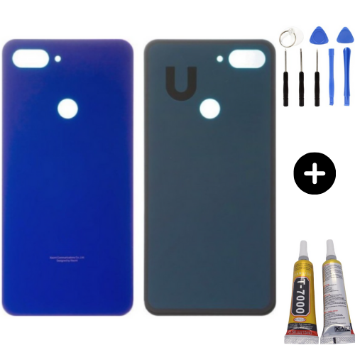 Xiaomi Mi 8 Uyumlu Arka Pil Kapağı Mavi + Montaj Seti