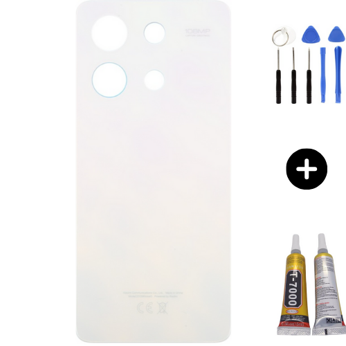 Redmi Note 13 Uyumlu Arka Pil Kapağı Beyaz + Montaj Seti