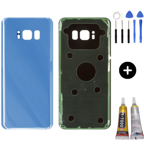 Samsung S8 SM-G950 Uyumlu Arka Pil Kapağı Mavi + Montaj Seti