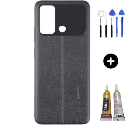 Xiaomi Poco Pocophone C55 Uyumlu Full Kasa Arka Pil Kapağı Siyah + Montaj Seti