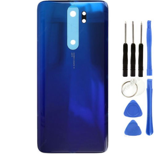 Redmi Note 8 Pro Uyumlu  Arka Pil Kapağı Mavi + Tamir Seti