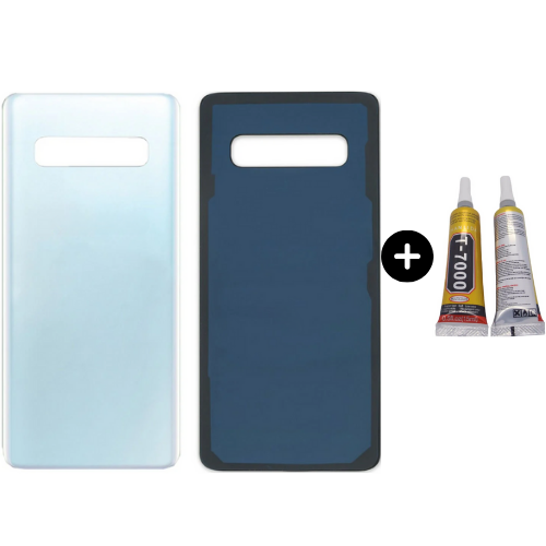 Samsung S10 Plus SM-G975F Uyumlu Arka Pil Kapağı Beyaz + B7000