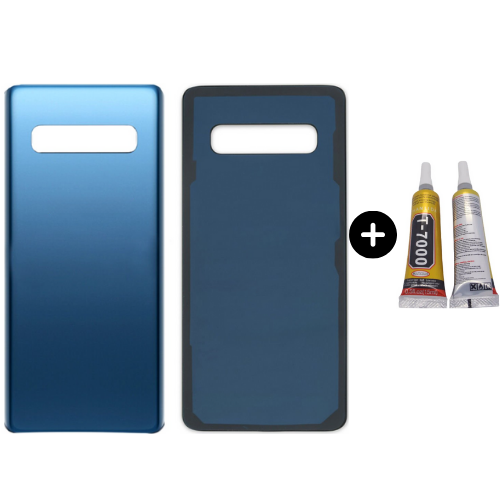 Samsung S10 Plus SM-G975F Uyumlu Arka Pil Kapağı Mavi + B7000