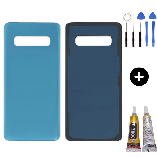 Samsung S10 E SM-G970F Uyumlu Arka Pil Kapağı Mavi + Montaj Seti