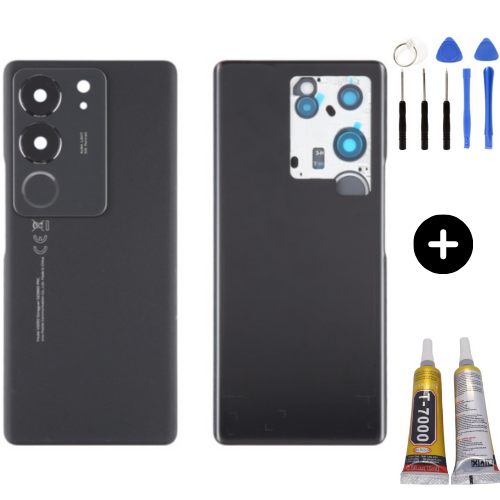Vivo V29 Pro Uyumlu Arka Pil Kapağı Siyah + Montaj Seti