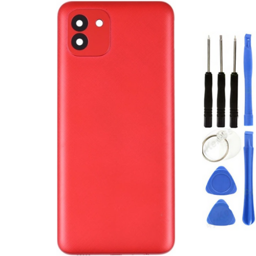Samsung A03 SM-A035F Uyumlu Arka Pil Kapağı Kırmızı + Tamir Seti