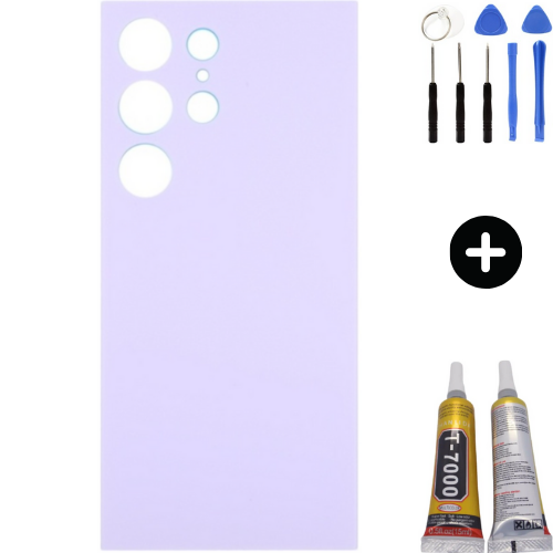 Samsung S24 Ultra SM-S926 Uyumlu Arka Pil Kapağı Açık Mor + Montaj Seti