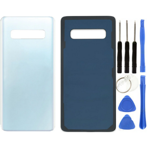 Samsung S10 Plus SM-G975F Uyumlu Arka Pil Kapağı Beyaz + Tamir Seti