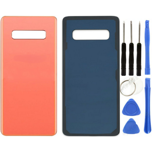 Samsung S10 Plus SM-G975F Uyumlu Arka Pil Kapağı Turuncu + Tamir Seti