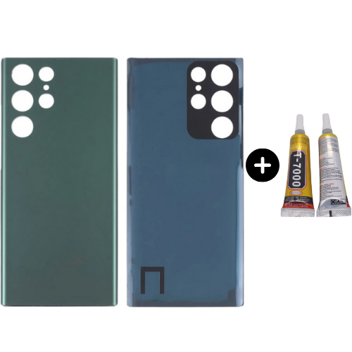 Samsung S22 Ultra SM-S908 Uyumlu Arka Pil Kapağı Yeşil + B7000