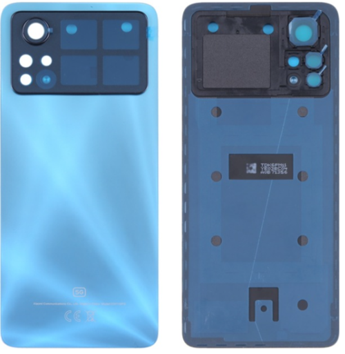 Xiaomi Poco Pocophone X4 Pro 5G Uyumlu Kamera Camlı Arka Pil Kapağı Mavi
