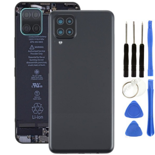 Samsung A12 SM-A215F Uyumlu Arka Pil Kapağı Siyah + Tamir Seti