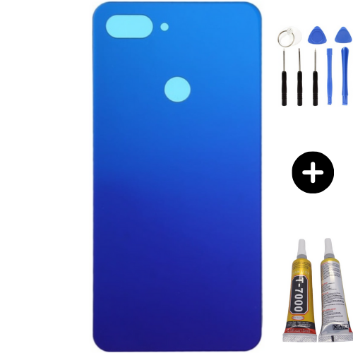 Xiaomi Mi 8 Lite Uyumlu Arka Pil Kapağı Mavi + Montaj Seti