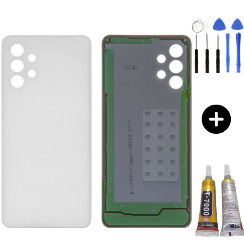 Samsung A32 SM-A325 Uyumlu Arka Pil Kapağı Beyaz + Montaj Seti