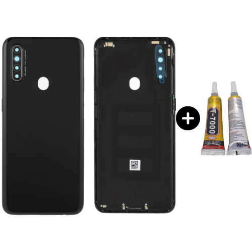 Oppo A31 Uyumlu (Lensli) Full Kasa Arka Kapak Siyah + B7000