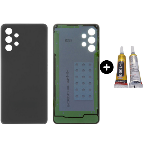 Samsung A32 SM-A325 Uyumlu Arka Pil Kapağı Siyah + B7000