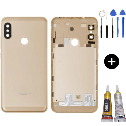 Xiaomi Mi A2 Uyumlu Full Kasa Arka Pil Kapağı Gold + Montaj Seti