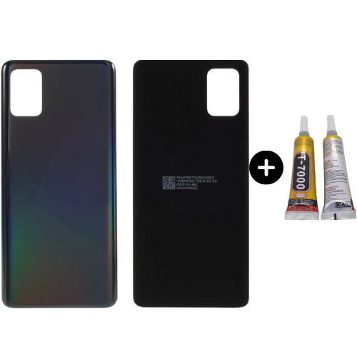 Samsung A51 SM-A515 Uyumlu Arka Pil Kapağı Siyah + B7000