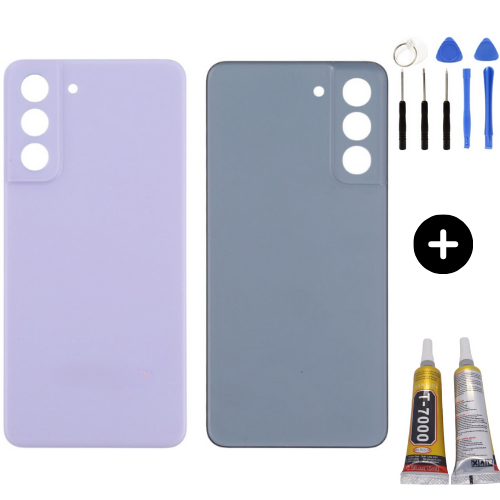 Samsung S21 FE SM-G990 Uyumlu Arka Pil Kapağı Mor + Montaj Seti