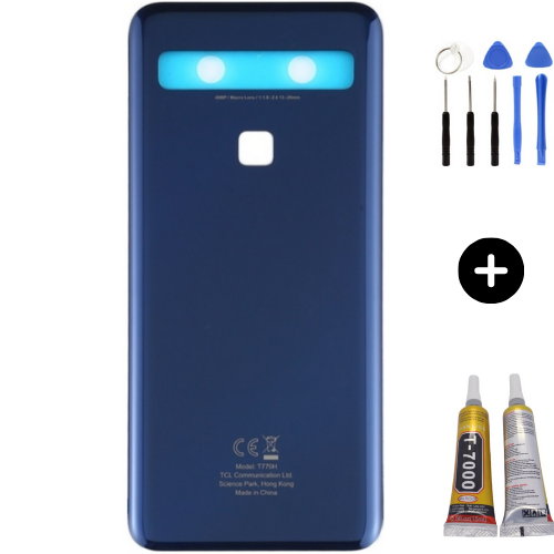 TCL 10L Uyumlu Arka Pil Kapağı Lacivert + Montaj Seti