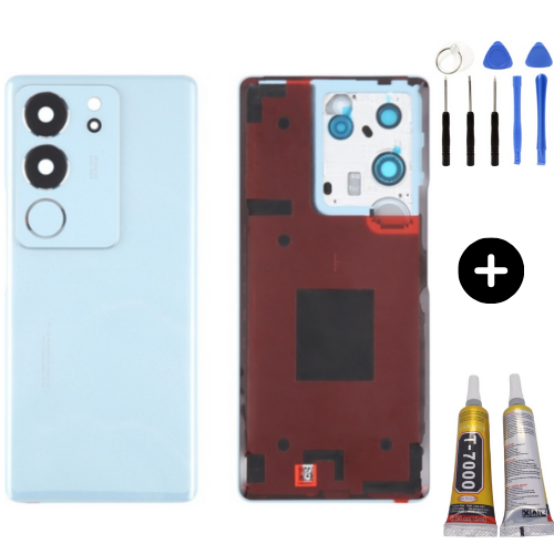 Vivo V29 Uyumlu Arka Pil Kapağı Mavi + Montaj Seti