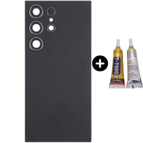 Samsung S24 Ultra SM-S926 Uyumlu Arka Pil Kapağı Siyah + B7000