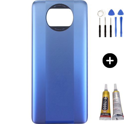 Xiaomi Poco Pocophone X3 Uyumlu Arka Pil Kapağı Mavi + Montaj Seti