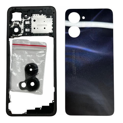 Realme 10 Uyumlu Arka Kapak Kasa + Orta Çıta Siyah