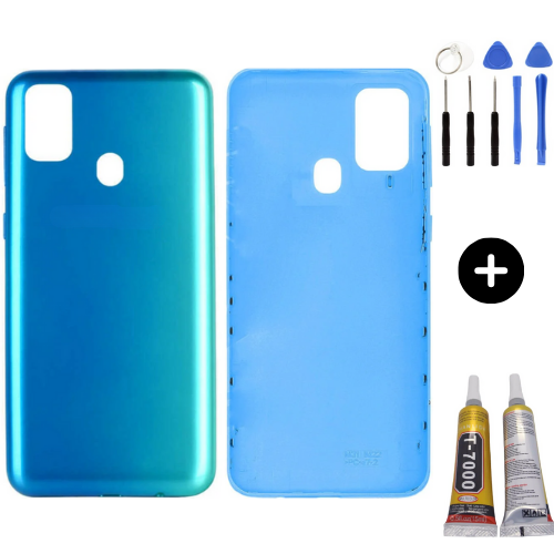 Samsung M30S SM-M307 Uyumlu Arka Pil Kapağı Mavi + Montaj Seti