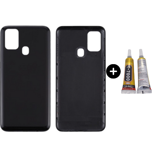 Samsung M31 SM-M315 Uyumlu Arka Pil Kapağı Siyah + B7000