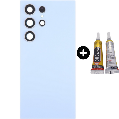 Samsung S24 Ultra SM-S926 Uyumlu Arka Pil Kapağı Mavi + B7000