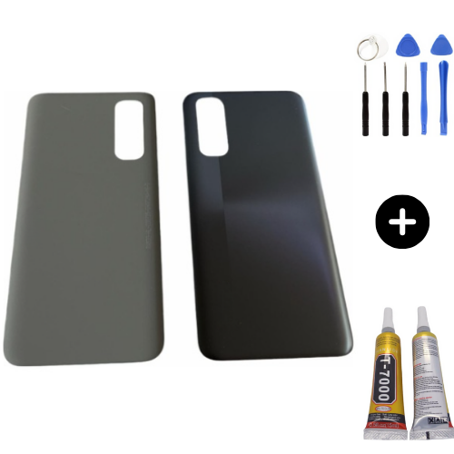 Realme 7 Uyumlu Arka Pil Kapağı Siyah + Montaj Seti