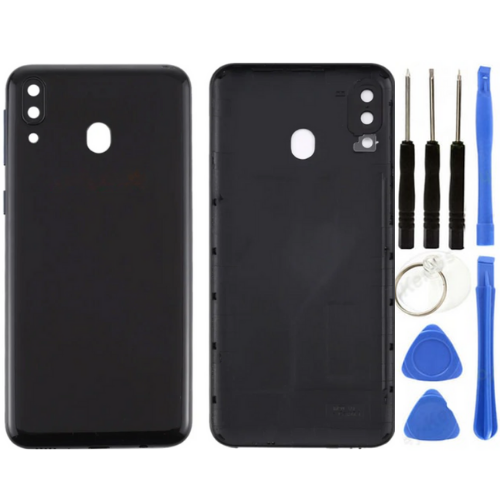 Samsung M20 SM-M205 Uyumlu Arka Pil Kapağı Siyah + Tamir Seti