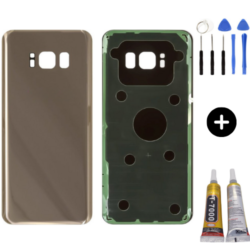 Samsung S8 Plus SM-G955 Uyumlu Arka Pil Kapağı Gold + Montaj Seti