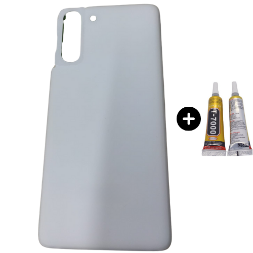 Samsung S21 SM-G991 Uyumlu Arka Pil Kapağı Beyaz + B7000