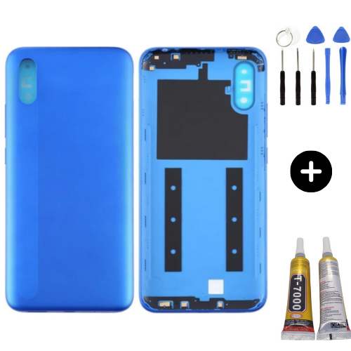 Redmi 9A Uyumlu Full Kasa Arka Pil Kapağı Mavi + Montaj Seti