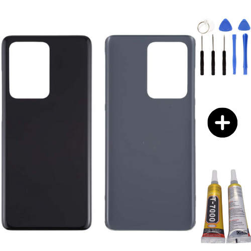 Samsung S20 Ultra SM-G988 Uyumlu Arka Pil Kapağı Siyah + Montaj Seti
